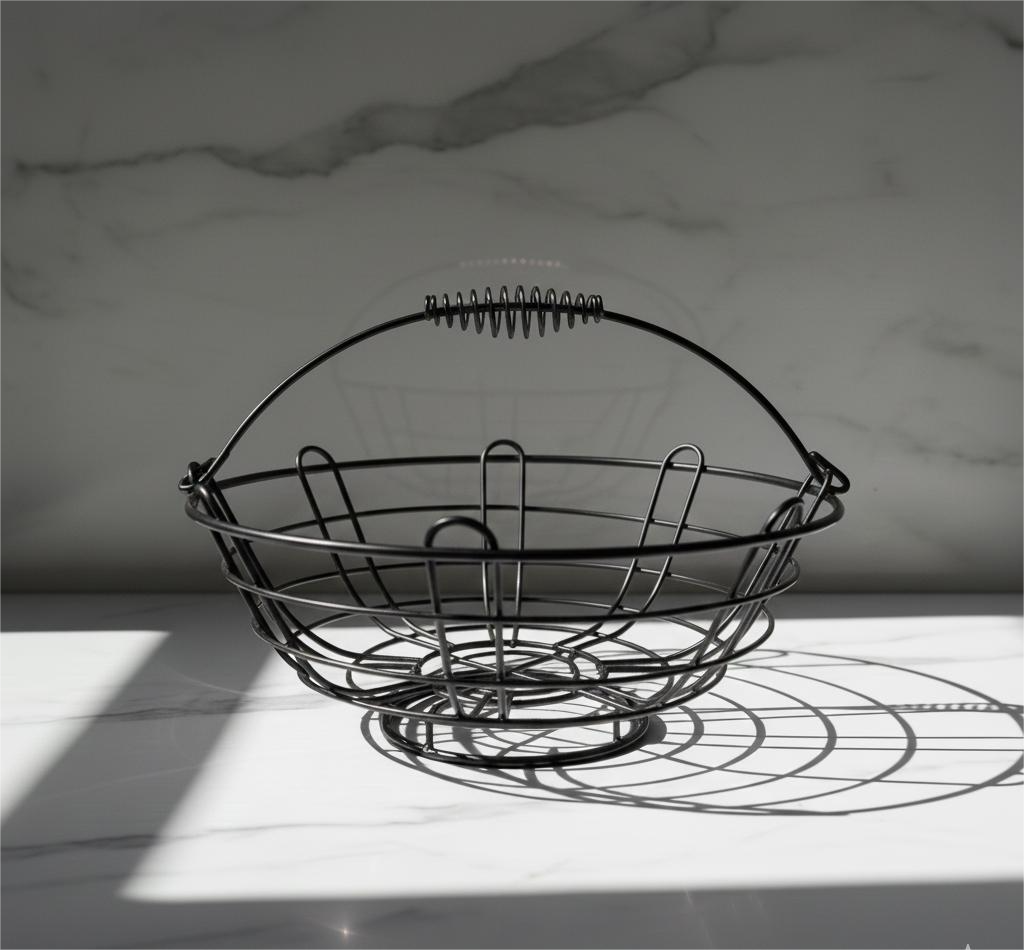 Artisan Spring-Handle Wire Harvest Basket