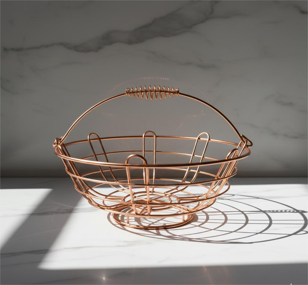 Artisan Spring-Handle Wire Harvest Basket