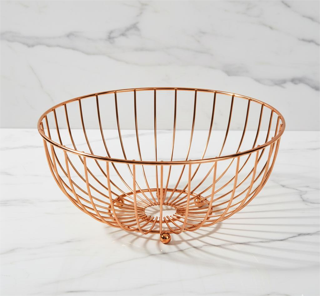 Geometric Sculptural Metal Fruit Basket