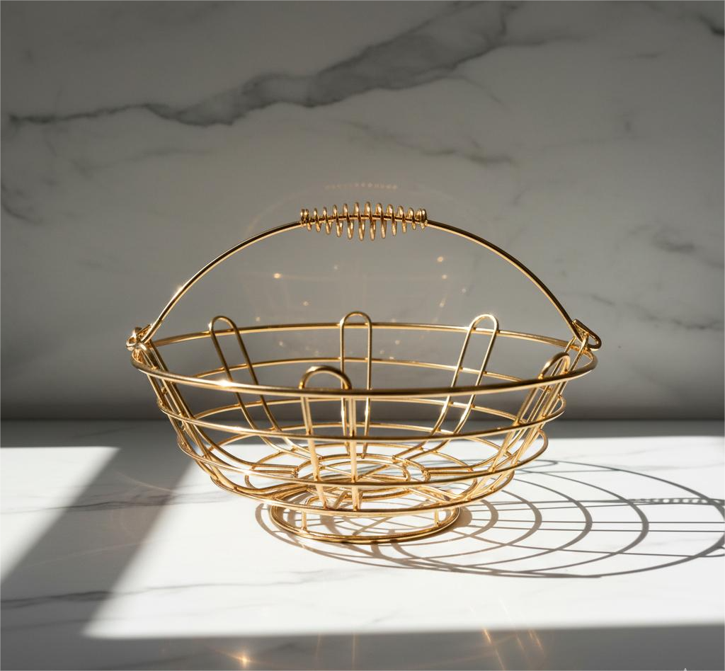Artisan Spring-Handle Wire Harvest Basket