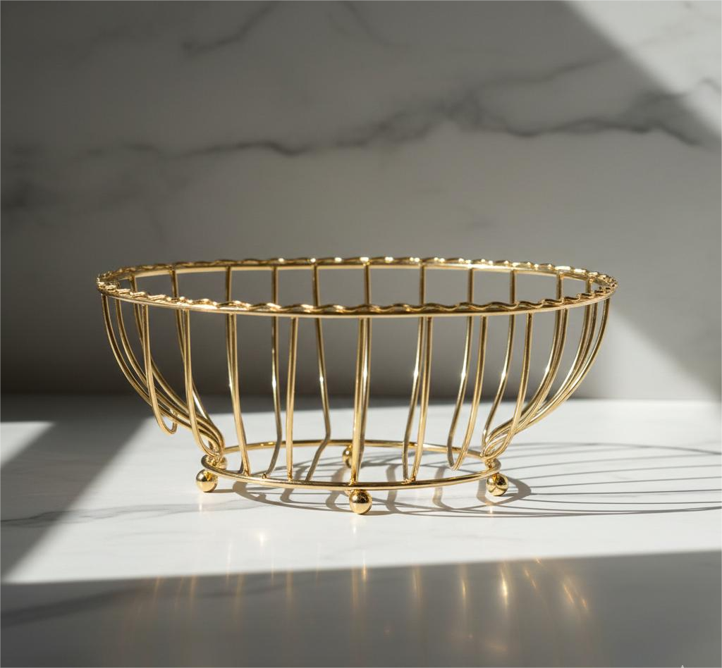 Scalloped Wire Fruit Bowl with Ball Feet