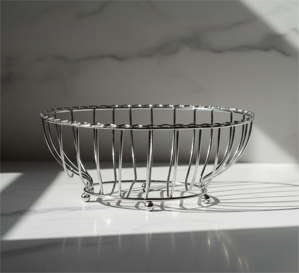 Scalloped Wire Fruit Bowl with Ball Feet