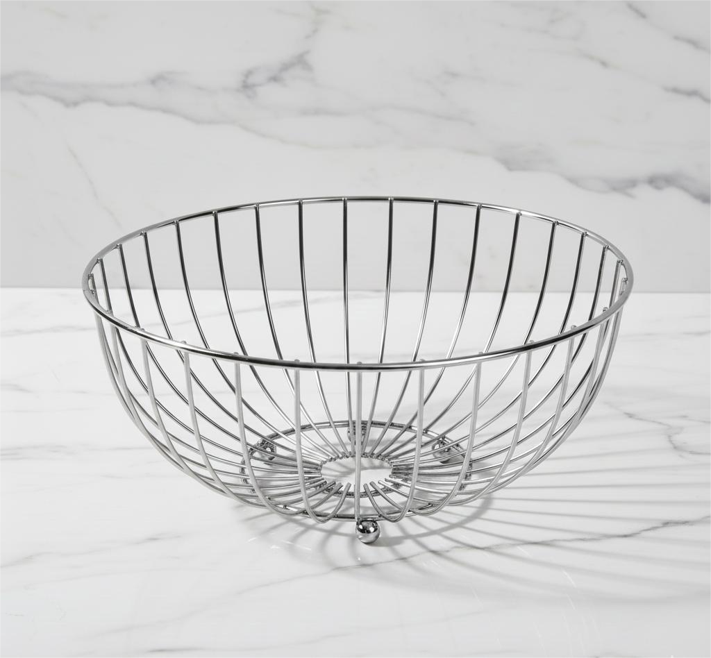 Geometric Sculptural Metal Fruit Basket